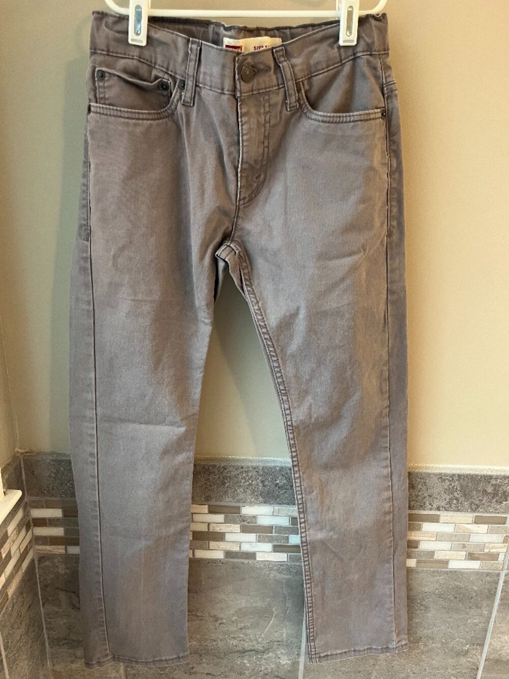 Levi's 511 Slim Jeans Boys Size 12 Regular Brushed Gray Wash Adjustable Waist